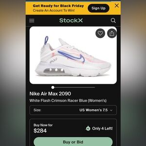 Nike Airmax 2090 Size 9 white Flash Crimson Racer Blue